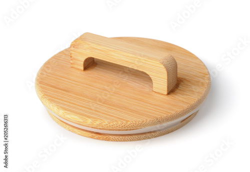Round bamboo jar lid with handle
