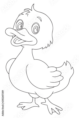 Foto Cartoon duck line drawing a whimsical illustration for coloring pages and childr