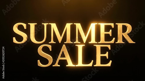 Golden summer sale text animation on black background