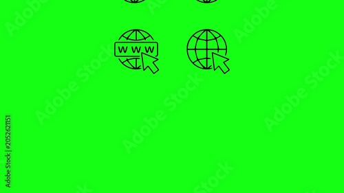 Global Internet Connection Icon Set animation on a Green background