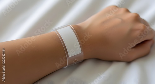 Patient Wrist with Blank Medical ID Bracelet - Hospital Admission Wristband Mockup for Healthcare Identification and Safety Protocol Concept