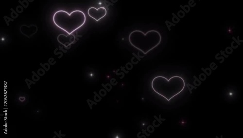 Glowing White Heart Particles on Black Romantic Love Overlay 2K 60 FPS