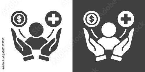 Bild auf Leinwand Employee Benefit Icon Set Vector Collection Isolated In Black And White