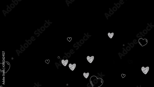 Minimal White Heart Particles Floating on Black Overlay 2K 60 FPS