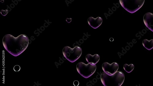 Glossy Black Hearts with Pink Highlights Romantic Overlay 2K 60 FPS