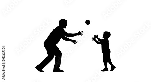 Fotografie Happy Father's Day Father, son, playing, ball, silhouette, black, illustration,