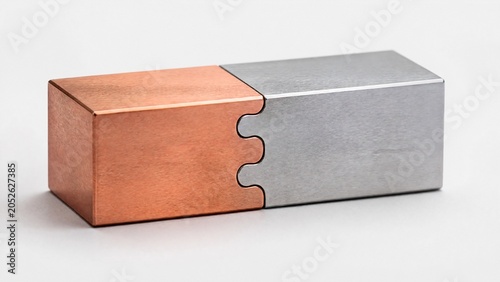 Two objects seamlessly bonded together, symbolic strong adhesion, minimalist composition, studio lighting.