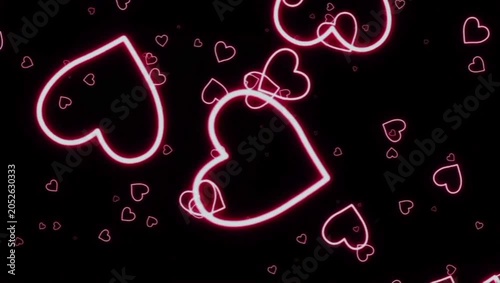 Neon Pink Couple in Love Icon with Heart Pattern 2K 60 FPS