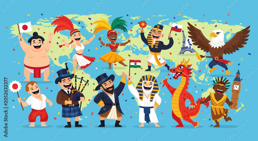 Fototapeta premium Diverse Cultural Icons from Around the World