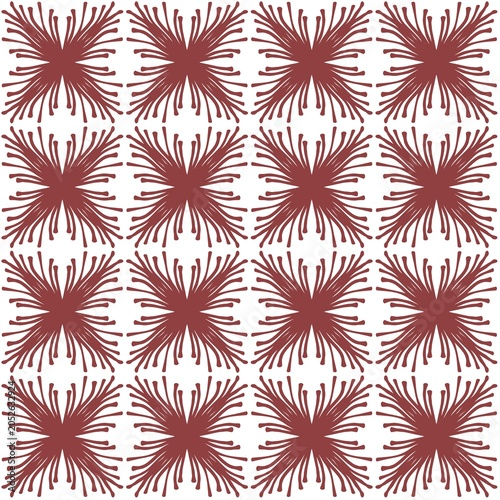 Dark brown sharp floral organic geometric seamless pattern.