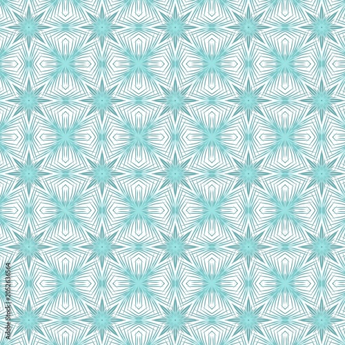 Cyan blue abstract star lattice geometric seamless pattern.