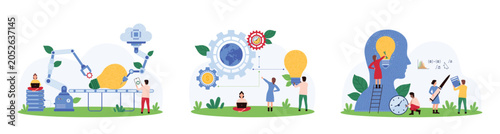 Canvas-taulu Innovation project development with AI set