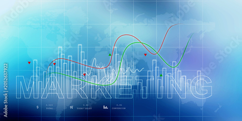 2d illustration Stock market online business concept. business Graph 