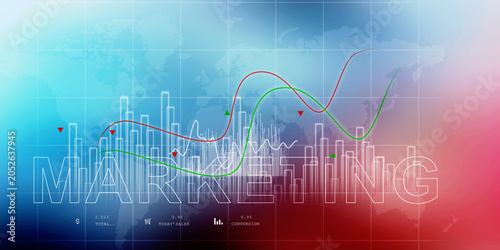 2d illustration Stock market online business concept. business Graph 