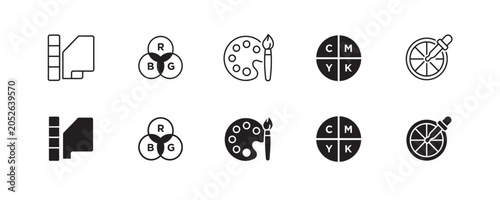 Schilderij op canvas Set of creative design tools and color management icons for professional graphic