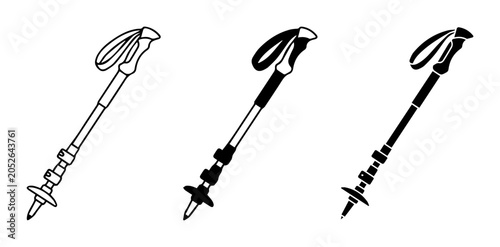 Foto Trekking Poles Set: Adjustable Hiking Sticks, Nordic Walking Gear, Outdoor Adven