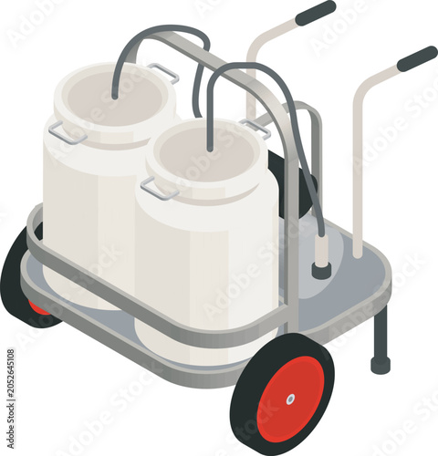 Dairy Farm Milking Machine Isometric Vector Icon Isolated on White Background