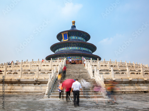Tourists at Hall of Prayer for Good Harvests, Temple of Heaven, Beijing, China