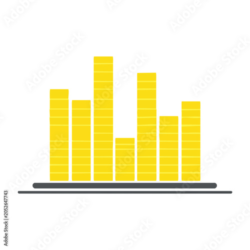 Yellow bar chart icon on white background