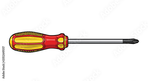 Photos Screwdriver with red and yellow handle.