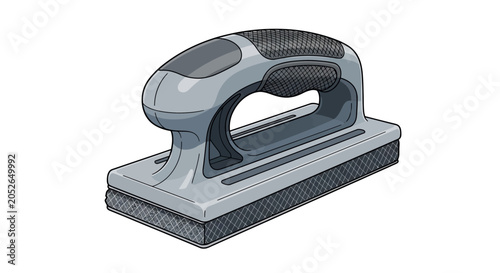 Gray ironing handheld steam tool appliance.