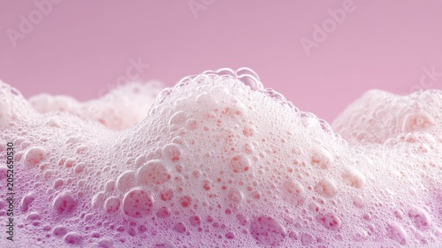 Shampoo foam spread with even bubble distribution, perfect for beauty product ads