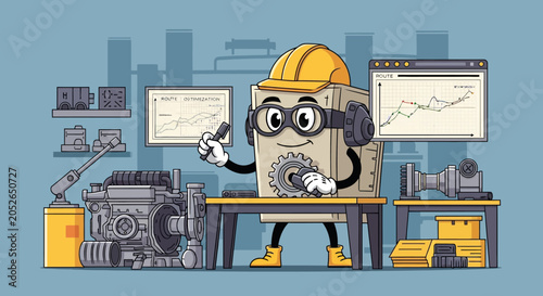 Vector Generation of a Gearbox Mascot Undergoing Fine-Tuning for AI Model Advancement