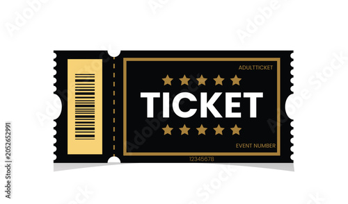 Photos Golden ticket with stars for adult event entry showcasing a vintage design conce
