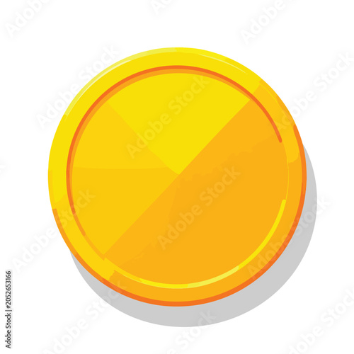 Flat Vector Illustration of a Single Blank Golden Coin.