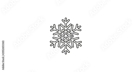 Minimalist snowflake vector design on a white backdrop, perfect for winter and holiday themes