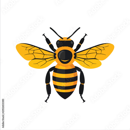 Stylized flat illustration of a yellow and black striped honey bee.