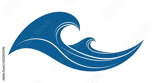 Stylized Ocean Wave Illustration in Blue, Perfect for Graphics and Design Projects