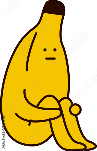 Εκτύπωση καμβά Sad cartoon banana character sitting alone with a melancholic expression