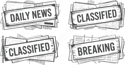 Four newspaper headlines daily news classified and breaking news in style