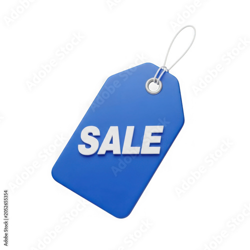 Blue sale tag with string