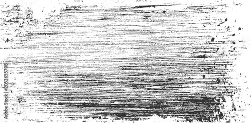 Black and white distressed wood grain texture with horizontal brush strokes and scattered speckles grunge