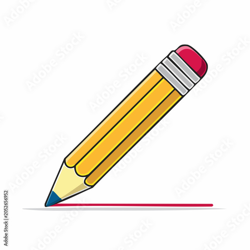 Yellow Pencil Drawing a Red Line