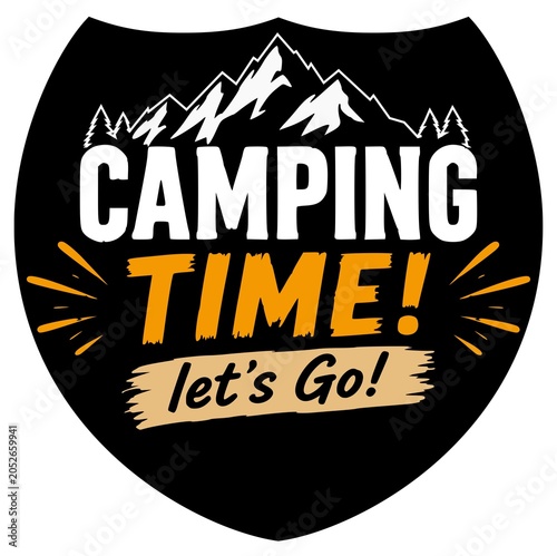 Camping Time Logo Icon Design with Tent, Mountain, and Outdoor Adventure Theme