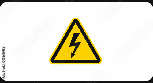 Yellow triangular warning sign with a black lightning bolt symbol for high voltage hazard.