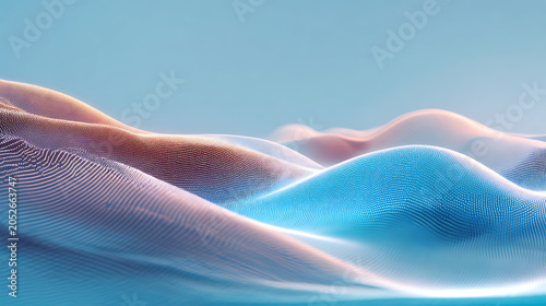 Pastel Blue and Peach Flowing Wave Background with Smooth Abstract Gradient Layers