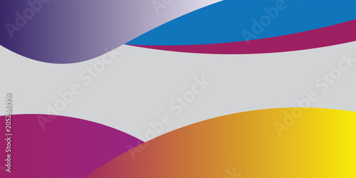 Abstract grey background with colorful wavy frames. Modern minimalist vector illustration with copy space for banner, header, and digital marketing.