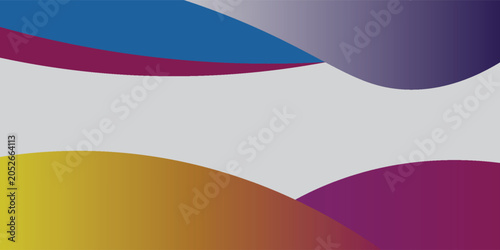 Abstract grey background with colorful wavy frames. Modern minimalist vector illustration with copy space fModern dynamic fluid wave abstract background with multi color elements