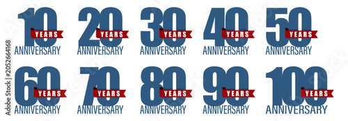 Foto 10年から100年の周年記念ロゴセット アニバーサリーデザイン素材　10 to 100 Years Anniversary Logo Set Milestone
