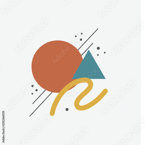 Abstract Geometric Composition with Minimalist Shapes and Lines, a Modern Vector Design Concept for Contemporary Creative Projects