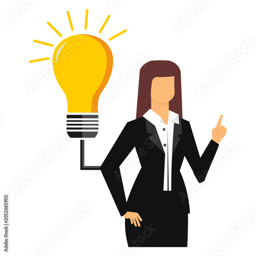 Businesswoman with light bulb idea, innovation