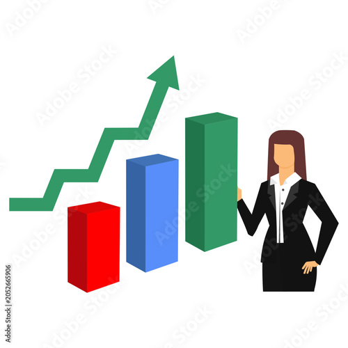 Businesswoman with graphic chart, presentation
