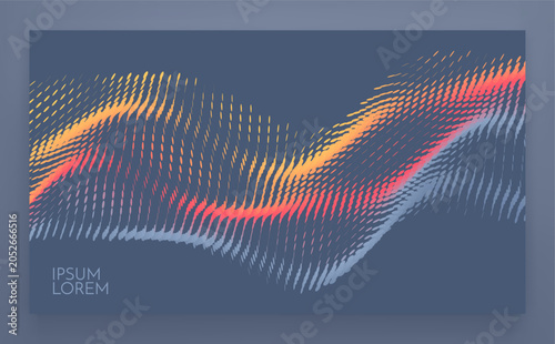 Dynamics particles. Abstract wavy background. Wave with connected dots. Big data. Grid. Water surface. Illustration for brochure, poster, cover, presentation, flyer or banner.