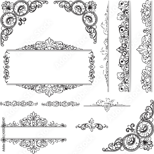 Vintage Ornate Frame Elements and Borders