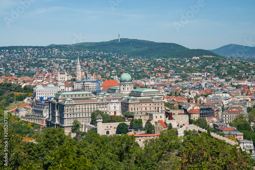 Photography Budapest skyline with Matthias Church and Buda Castle District, Hungary