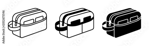 Foto Toiletry bag icon set travel pouch, cosmetic case, UI and web interface design